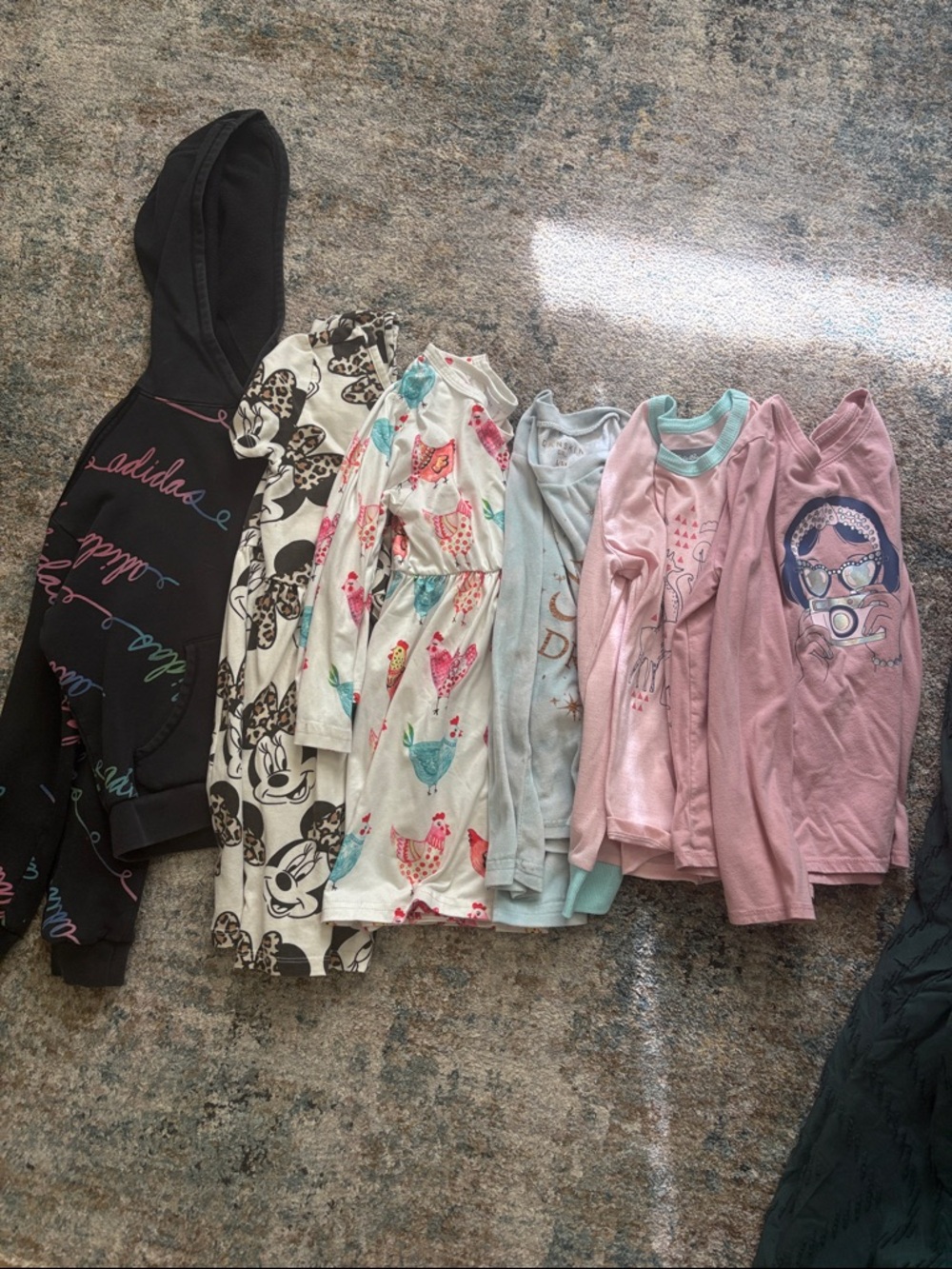 Set of 6 Girls Mixed Long Sleeve Tops and Dresses - Pink, Light Blue, Black
